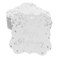 thumbnail image 1 of Inkdotpot Pack Of 100 Happy Birthday Paper Tags DIY Craft Bracket Shape Real Silver Foil Hang Tags, 1 of 1