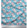 thumbnail image 1 of Soimoi Tissu en Poly Georgette Feuilles & Roses Imprimés Floraux au Mètre 52 Pouces de Large, 1 of 3