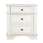 Ktaxon Solid Wood Nightstand with Outlets & USB Ports, 3 Drawer Traditional Cottage Bedside Table, Wash White