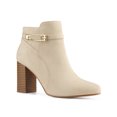 thumbnail image 1 of Unique Bargains Bottines à Talon Épais à Bout Rond avec Boucle pour Femme Beige US 6, 1 of 7