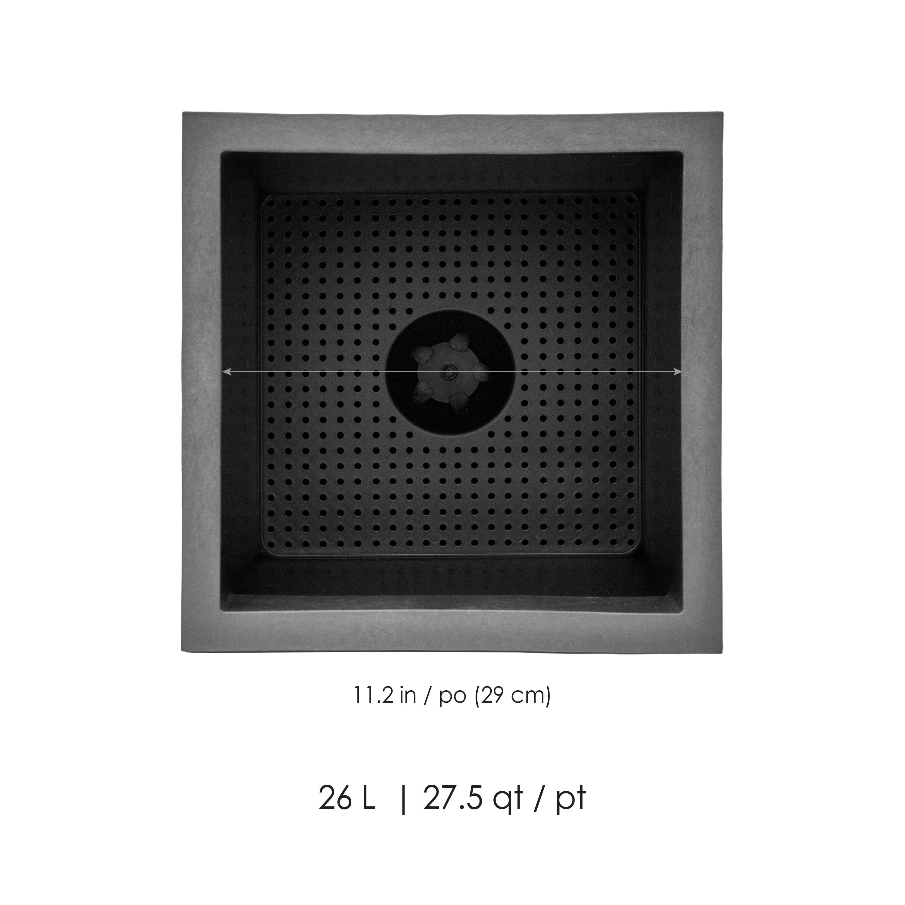 Jardinière carrée auto-arrosante Citadel Horizon de taille moyenne, 33 cm de large x 35 cm de haut, en matériau recyclé, pour intérieur/extérieur, noire