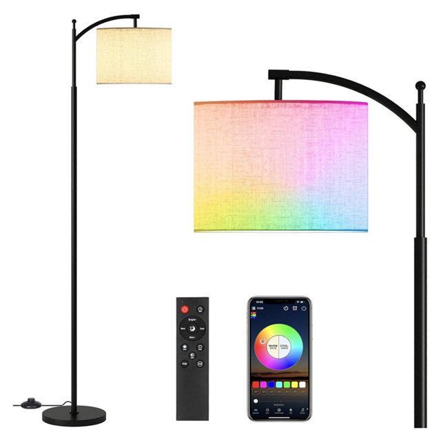 Floor Lamp With 3 Color Temperatures LED Bulb, Remote Control Standing Lights, Tall Industrial Floor Lamp Reading For Bedroom Office Living Room