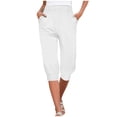 thumbnail image 1 of Timegard Pantalon Capri pour Femmes à Taille Élastique avec Cordon de Serrage, Bas Resserré, Confortable, Décontracté, Pantalon Court avec Poches, 1 of 6