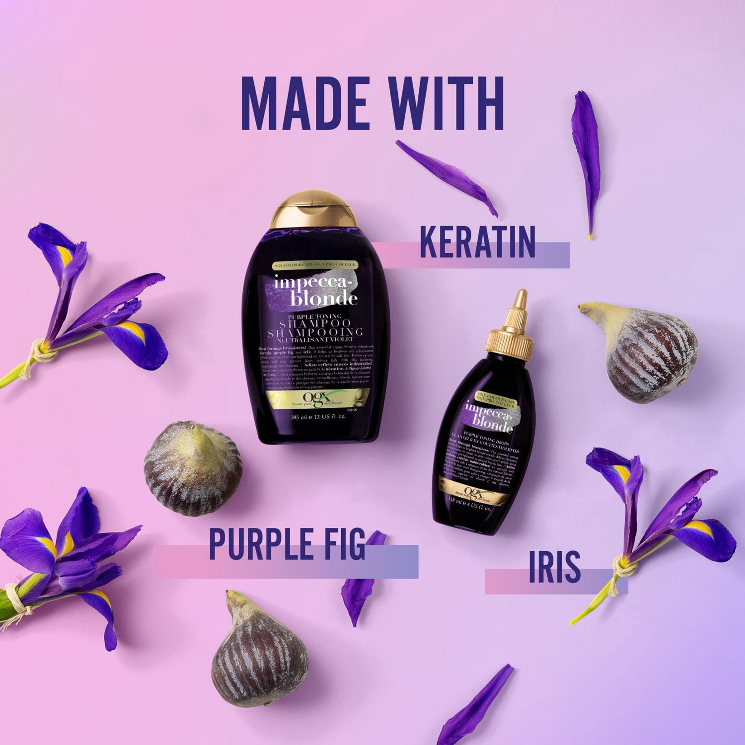 OGX Impecca-Blonde Purple Toning Shampoo, Blonde-Toning to Personalize Your Blonde
