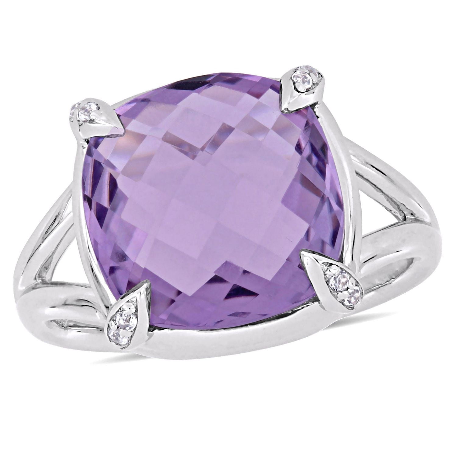 Tangelo 7-4/5 Carat T.G.W. Amethyst And White Topaz Sterling Silver Cocktail Ring