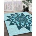 thumbnail image 3 of Ahgly Company Tapis d'Intérieur Lavables en Machine, Carrés Transitionnels Vert Cyan Foncé, Carrés de 6', 3 of 7