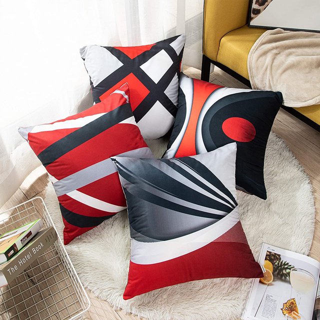 VONKY Red And Black Decorative Cushion Cover Add Of Color To Home Decor Breathable Polyester Stylish W0081-40