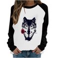 thumbnail image 1 of XZNGL Long Sleeves for Women Fashion Womens Spring Fall Color Matching Printed Long Sleeves Round Neck Casual Tee Tops Cute Fall Tops for Women Spring Tops for Women Fall Tops for Women, 1 of 5