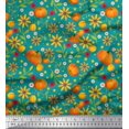 thumbnail image 1 of Soimoi Polyester Crepe Fabric Leaves,Floral & Pumpkin Vegetable Decor Fabric Printed Yard 52 Inch Wide, 1 of 3