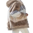 thumbnail image 3 of Women Contrast Color Hooded Coat Long Sleeve Zip-up Plush Tops, 3 of 4