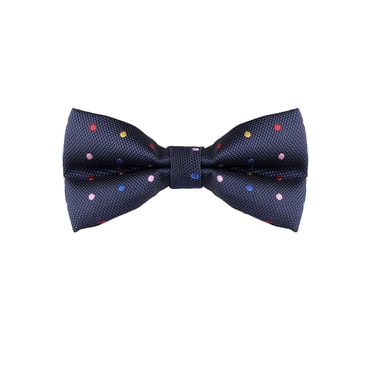 INSPIRE CHIC Men's Polka Dots Bow Ties Pre-Tied Bowknot for Wedding Business Navy Blue Colorful