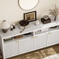 thumbnail image 4 of GloryStar Armoire de Rangement Cannelée 65,8 Pouces Réglable à 3 Niveaux, Organisateur d'Entrée Moderne avec Portes Cannelées et Poignée Dorée, Conception Imperméable pour Cuisine, Salle à Manger et Bureau à Domicile, 4 of 6