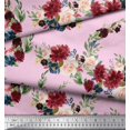 thumbnail image 2 of Soimoi Pink Georgette Viscose Fabric Ranunculus & Penoy Floral Print Fabric Prints By the Yard 44 Inch Wide, 2 of 3