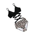 thumbnail image 3 of Gupgi Female  Spaghetti Strap Bikini Tops+ Leopard Print Bikini Panties, 3 of 9