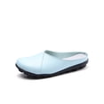 thumbnail image 1 of Woobling Womens Mules Slip On Flats Comfort Clogs Lightweight Slides Walking Leather Mule Light Blue US 6, 1 of 4