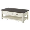 thumbnail image 1 of Martin Svensson Home Solid Wood Coffee Table, Cream White with Brown Top, 1 of 5