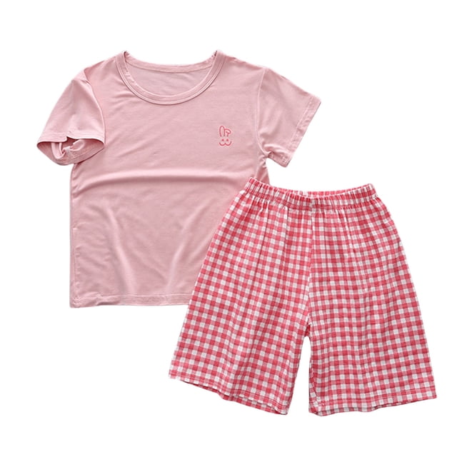 Zpanxa Ensembles Assortis pour Filles Ensemble de Pyjama Mince à Manches Courtes Tenue d'Intérieur Ensemble de Climatisation 10 Ans