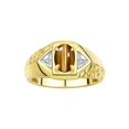 thumbnail image 1 of Rylos 14K Yellow Gold Classic 7X5MM Oval Tiger Eye & Sparkling Diamond Ring - Birthstone Jewelry for Men -Size 8, 1 of 6