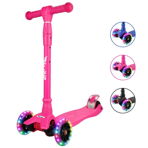Alician Trottinettes pour Enfants de 3 à 5 Ans, Trottinette à Pousser pour Garçons Filles Tout-Petits, 4 Hauteurs Réglables, 3 Roues Lumineuses, Activités Extérieures