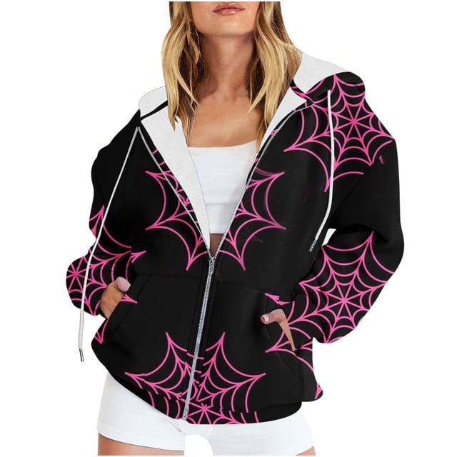 Chandails à Capuche Zippés pour Femmes Rabais de 50 % en Liquidation Blouse Imprimée Mode Hauts à Manches Longues Chandail Poches à Capuche