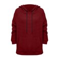 thumbnail image 5 of cfhntfmh Womens Hoodies Fall Fashion 2024 Drawstring Sweatshirts Pullover Long Sleeve Solid Color Fall Outfits, 5 of 5