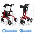 thumbnail image 3 of Giantex Déambulateur à Roulettes 2-en-1 en Aluminium avec Siège, Aide à la Mobilité et à la Marche Pliable avec Poignées et Roues Réglables en Hauteur, Rouge, 3 of 10