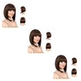 thumbnail image 4 of Maoww Easy To Care For And Style Bob Wigs With Brown Occasions Wigs With Bangs 3Set, 4 of 6