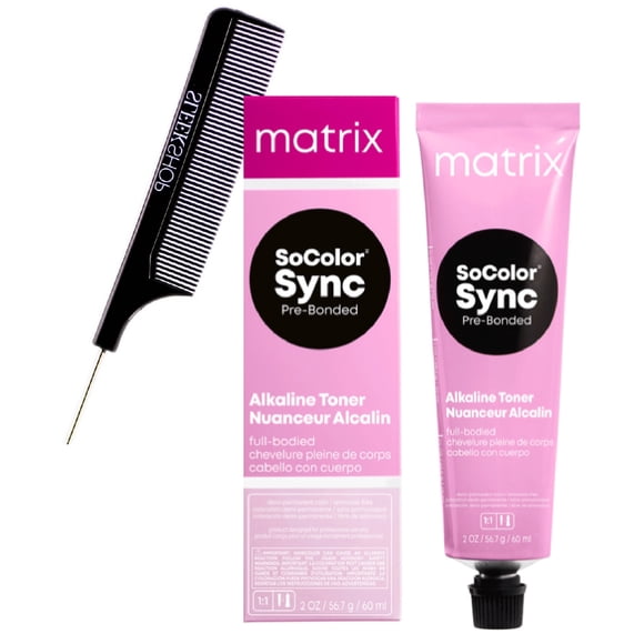 5N Brun Moyen Neutre - 3,1 oz, Matrix So Color SYNC Tonifiant Alcalin DEMI-PERMANENT Pré-Lié Coloration Capillaire Corsée, SoColor Colorsync Teinture pour Cheveux - Lot de 1 avec Peigne Épingle SLEEK