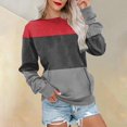 thumbnail image 2 of HKEJIAOI Chandails en Molleton pour Femmes Col Rond Bloc de Couleur Poids Moyen Manches Longues, 2 of 5