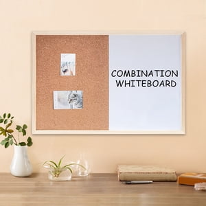 Lisbinx Magnetic Whiteboard & Cork Board Combo 40X30Cm Wood Office Home Student Photo Display Board
