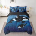 thumbnail image 2 of YST Ocean Killer Whale 7-Piece Bedding Set, Blue Galaxy Stars, King, 2 of 4