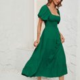 thumbnail image 5 of Jusqu'à 65 % de Rabais! Robes d'Été Mode pour Femmes 2024 Grande Taille Unies Taille Haute Manches Bouffantes Robe à Taille Enveloppée, 5 of 5