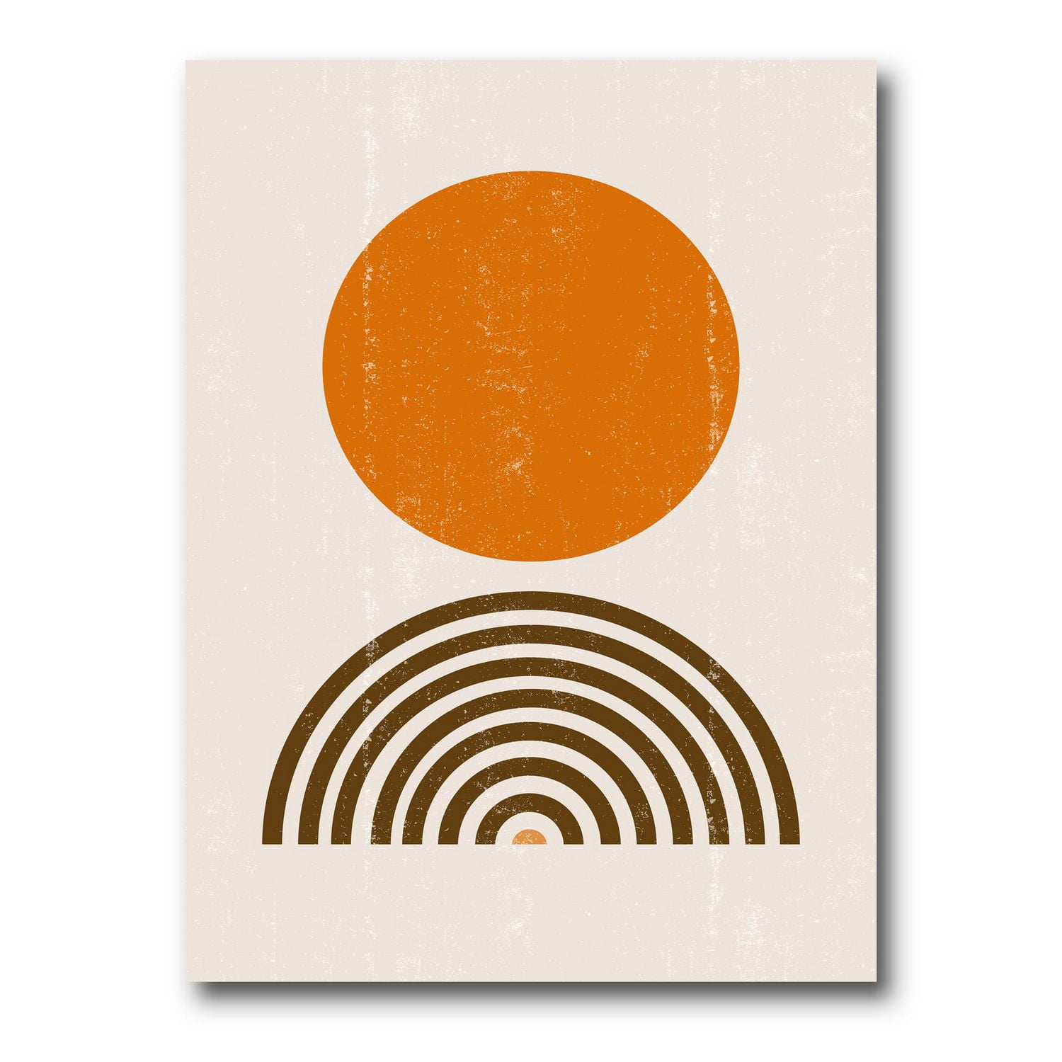 Designart Résumé Minimal orange Sun et Rainbow I Art mural sur toile