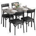 thumbnail image 1 of Dining Table Set for 4, Kitchen Table and Chairs, Metal and Wood Rectangular Dining Room Table Set with 4 Upholstered Chairs, 5 Piece Dining Set for Small Space, Apartment, Rustic Brown, 1 of 9