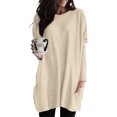 thumbnail image 2 of AherBiu Women Tops Trendy Long Sleeve Flowy Shirts Fall Loose Fitted Crewneck Pullover with Pockets, 2 of 4