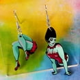 thumbnail image 1 of Halloween Green Monster Stump Design Asymmetric Dangle Earrings Retro Cartoon Style Ghost Festival Ear Jewelry, 1 of 5