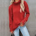 thumbnail image 1 of U.Vomade Ladies Sweater Knit Pullover Loose Blouse High Neck Plus Size Sweater, 1 of 1