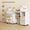thumbnail image 4 of HOMCOM Table de Couture Pliante avec Prise de Courant, Table d'Artisanat Roulante, Blanc, 4 of 10