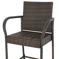 thumbnail image 5 of SUPER DEAL Upgraded Wicker Bar Stool Chairs Outdoor Backyard Rattan Chair w/Iron Frame, Armrest and Footrest (2), 5 of 5