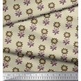 thumbnail image 2 of Soimoi Velvet Fabric Leaves & Floral Block Print Sewing Fabric Yard 58 Inch Wide, 2 of 3