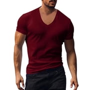 Ketyyh-chn99 Hommes T-shirt T-Shirt Surdimensionné Hommes Confortable manches courtes T-shirts Respirant Relaxed Fit Loose T-Thirt Soft Classic Tee Wine,XL
