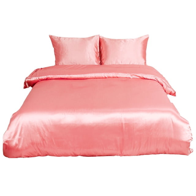 Unique Bargains Satin Duvet Cover Set 3 Piece and Pillow Sham Set