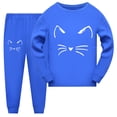 thumbnail image 1 of Hiiyo Ensemble de Pyjama pour Grands Garçons à Imprimé de Chat de Dessin Animé, Haut à Manches Longues et Pantalon, Tenue de Nuit, 1 of 4
