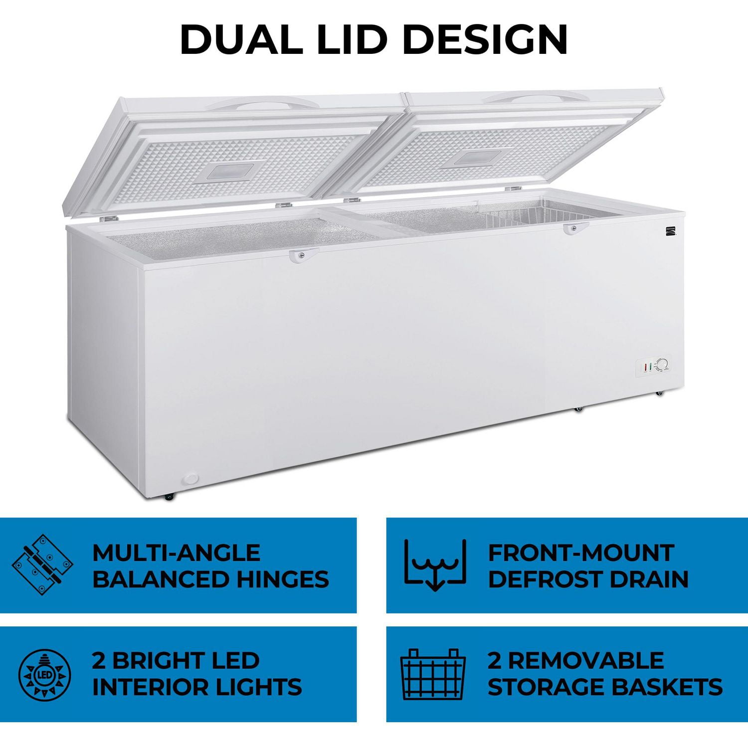 Kenmore Congélateur/Réfrigérateur Coffre Convertible 25 pi³, 710L, E-STAR, Grande Capacité, Blanc, Congélateur Réfrigérateur à Double Fonction