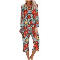 thumbnail image 2 of Tenues 2 Pcs pour Femmes 2 Pcs Pyjama Confortable à Col Rond et Manches Longues pour la Maison Ensemble de Sport Ensembles pour Femmes en Liquidation, 2 of 5