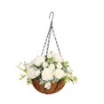 thumbnail image 1 of Hanging Artificial Flowers Basket Decor Chain Flowerpot for Home Patio Porch white, 1 of 8