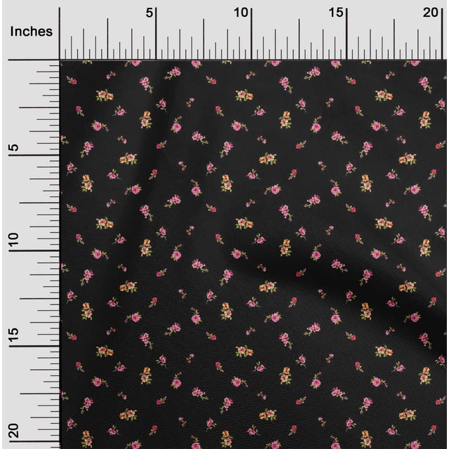 oneOone Georgette Viscose Fabric Leaves & Flower Floral Print Sewing Fabric BTY 42 Inch Wide