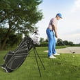 thumbnail image 3 of Gymax Golf Stand Bag 6 Way Divider Golf Carry Bag w/ Straps & 7 Storage Pockets Black, 3 of 10