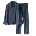 thumbnail image 2 of Hot ! TIMIFIS Mens Pajama Set Soft Long Sleeve Pajamas for men Lightweight Button Up Sleepwear Lounge Pjs Set With Pockets pring/Summer, 2 of 3