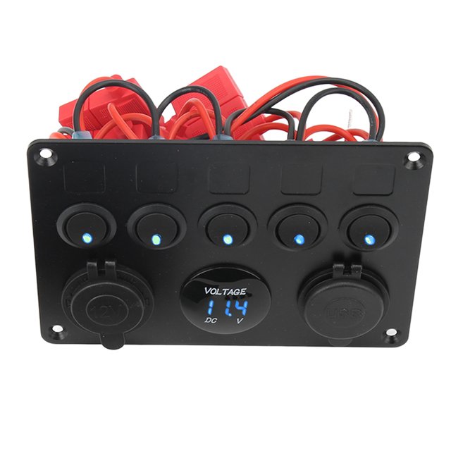 Panneau de Commutation à LED Étanche 12-24V avec Voltmètre Numérique Rétroéclairé